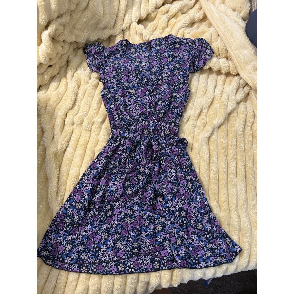 Women’s Floral Wrap Flare Dress SHEIN Purple Black Size XS